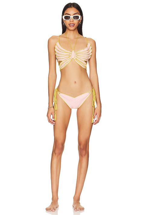 My Beachy Side Crochet Butterfly Halter Bikini Set In Pearl Blush REVOLVE