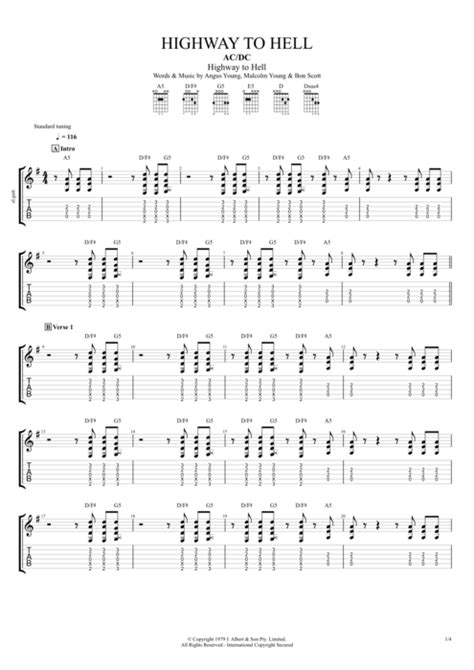 Highway to Hell by AC/DC - Full Score Guitar Pro Tab | mySongBook.com