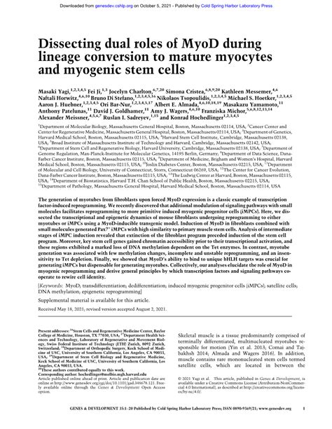 Dissecting Dual Roles Of Myod During Lineage Conversion To Mature