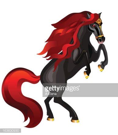 Black Horse With Red Mane Stock Clipart | Royalty-Free | FreeImages