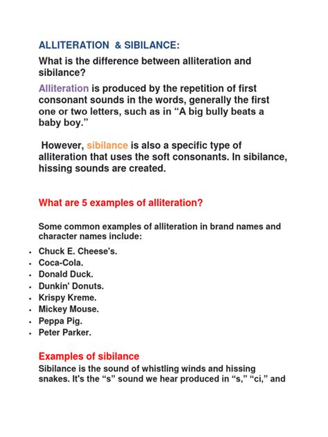 Alliteration & Sibilance | PDF