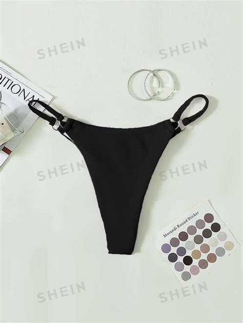 Shein Swim Summer Beach Ring Linked Thong Bikini Bottom Thong Bikini