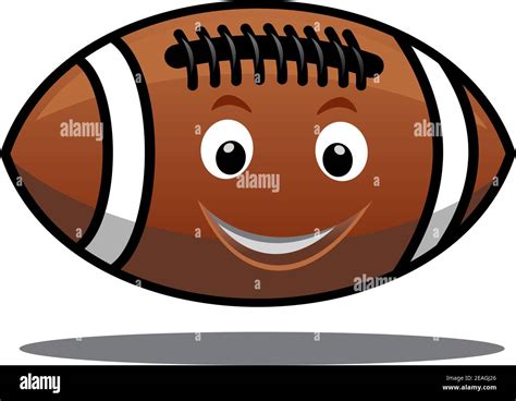 Bouncing cartoon american football ball with a cute smile and shadow ...