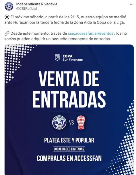 Independiente Rivadavia vs. Huracán: día, hora, TV y venta de entradas