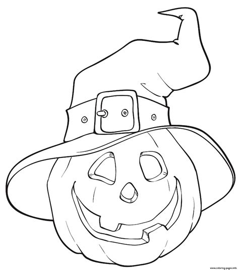 Halloween Pumpkin Witches Hat Coloring page Printable