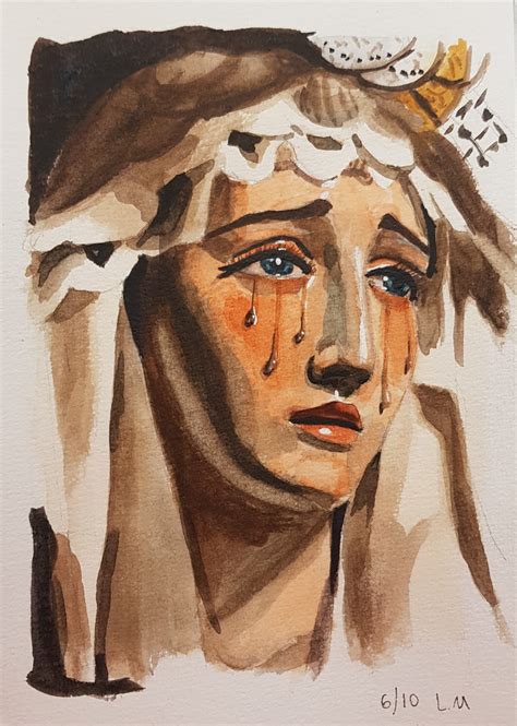 Weeping Virgin Mary Watercolor