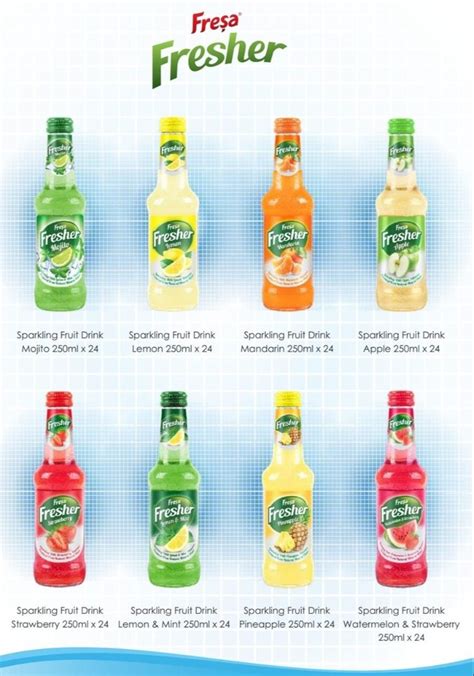 8 Flavours Availiabe Glass Bottle Fresa Fresher Sparkling Fruit Drink