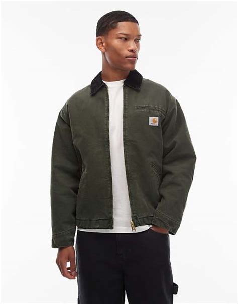 carhartt wip og detroit jacket  washed green asos