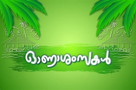 Onashamsakal tipografía malayalam 2022 nuevo 6 Vector Premium