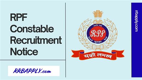 RPF Constable Recruitment 2024 Application Form Active Rrbapply Gov