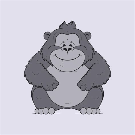 Ein cartoon gorilla mit einem breiten lächeln im gesicht Premium Vektor