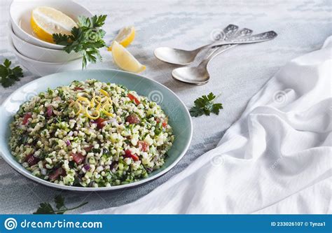 Tabbouleh Salad Traditional Middle Eastern Or Arab Vegetarian Dish