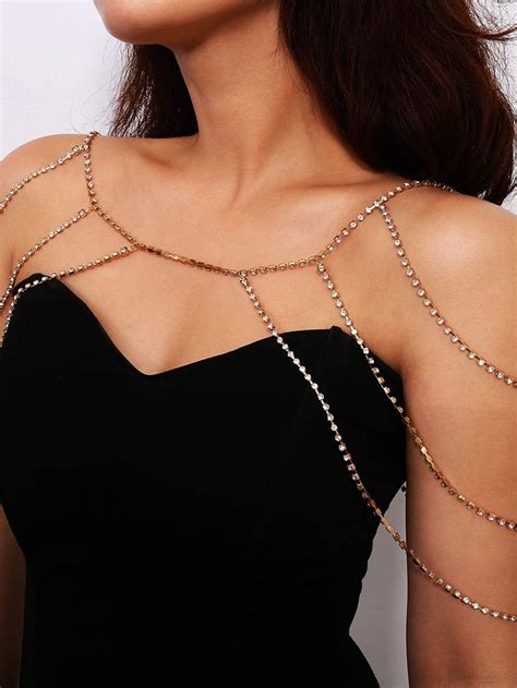 Rhinestone Bralet Body Chain Body Chain Back Necklace Diamond Bar