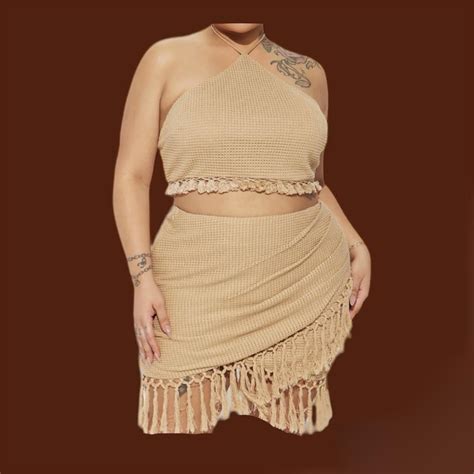 Plus Size Nude Skirt Set Size Depop