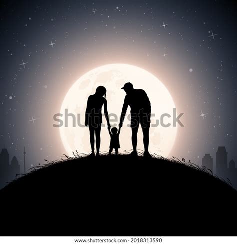 15 Silhouette Father Child Midnight Skies Images Stock Photos 3d