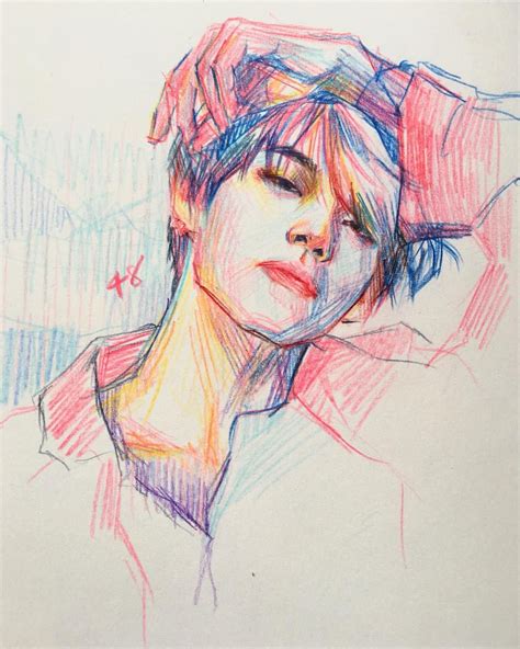 Bts V Kpop Drawings Pencil Art Drawings Cool Art Drawings Colorful