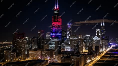 Premium AI Image | Night view of Willis Tower formerly Sears Tower