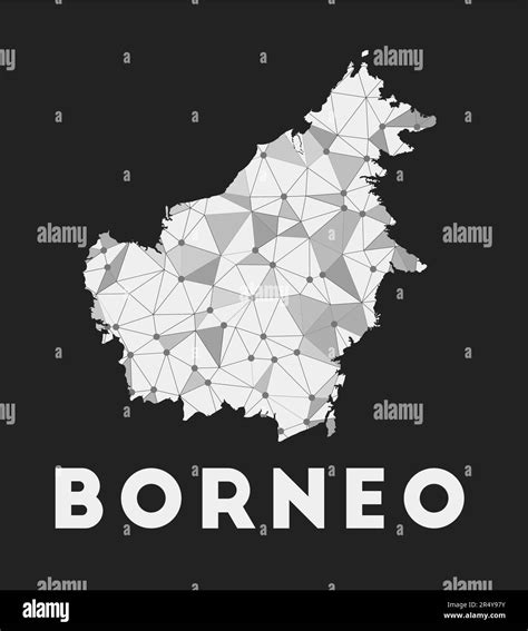 Borneo Communication Network Map Of Island Borneo Trendy Geometric