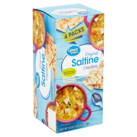 Great Value Original Saltine Crackers, 4 count, 16 oz - Walmart.com ...