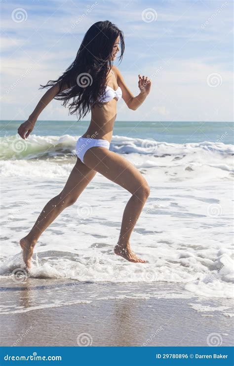 Woman Girl In Bikini Running On Beach Royalty Free Stock Image Cartoondealer