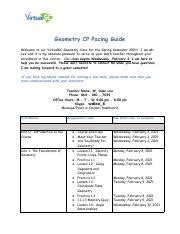 Geometry CP Spring 2021 Pacing Guide Docx 1 Pdf Geometry CP Pacing