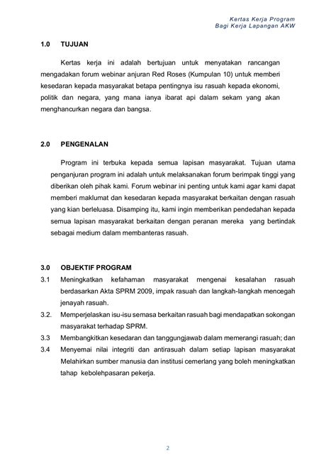 Contoh Kertas Kerja Program Syarikat Jesusknoeramos