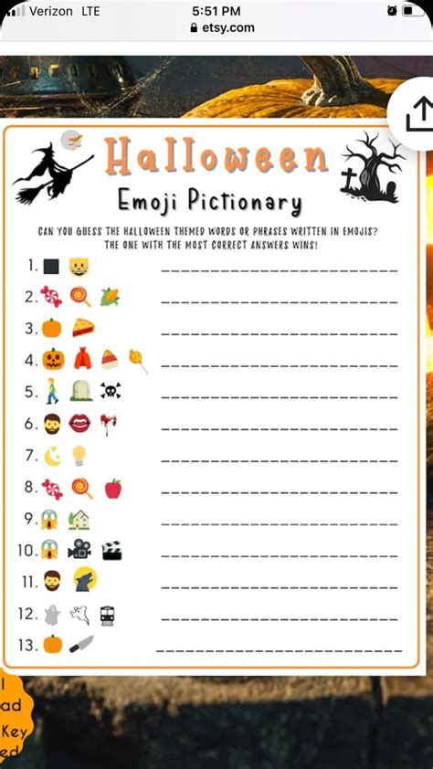 Halloween Emoji Pictionary Halloween Emoji Fun Halloween Party Games