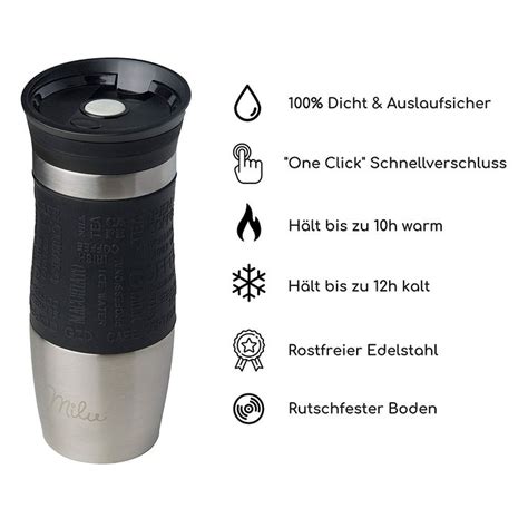 Milu Edelstahl Thermobecher To Go Ml Ml Auslaufsicher