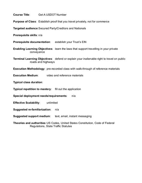 Usdot Application Class Sovereign Filing Solutions