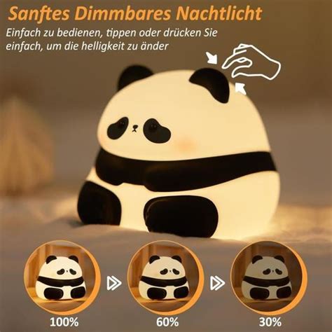 Jolie Veilleuse Panda Lampe Tactile Led En Silicone Souple Avec