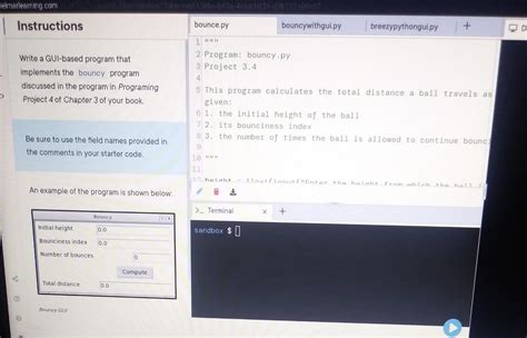 Solved Program Bouncy Py Project 3 4 This Program Chegg