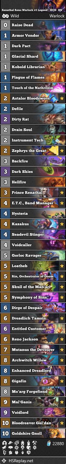 Renathal Reno Warlock 1 Legend HIJO HS Hearthstone Wild Decks