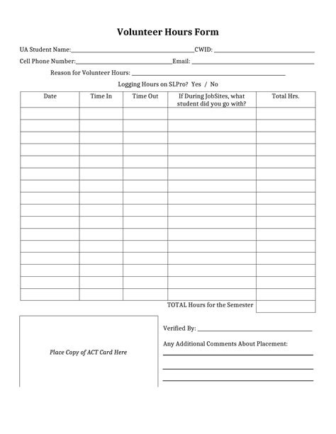 Printable Volunteer Hours Log Sheet Templates Printable 2024