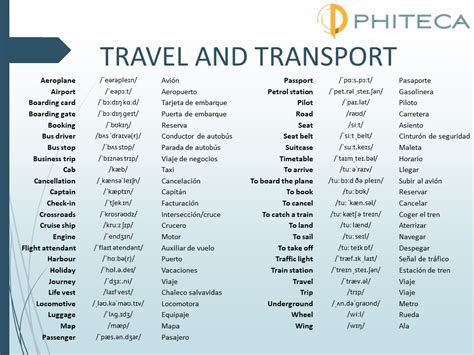 Vocabulary Travel And Transport Phiteca