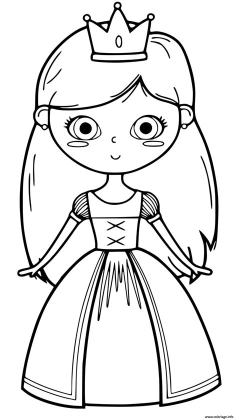 Coloriage Princesse Avec Une Couronne Royale Cp Facile Jecolorie