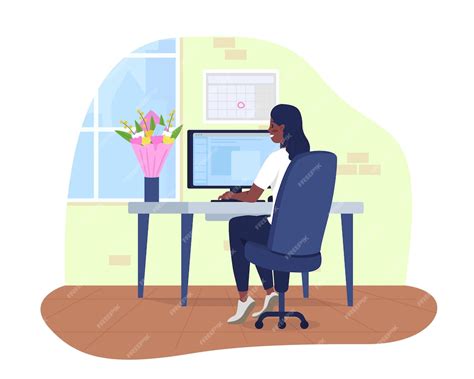 Premium Vector Cozy Office 2d Vector Isolated Illustration