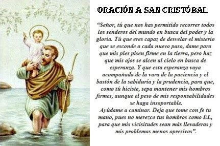 Rincón de la Oración Estampas Oraciones de San Cristóbal