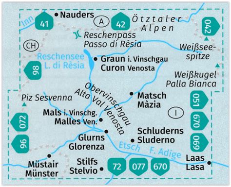 Wandelkaart Obervinschgau Alta Val Venosta Kompass