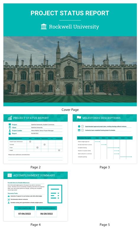 University Project Status Report Template Venngage