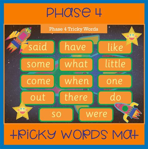 Space Themed Phase 4 Tricky Words Mat Tricky Words Words Phonics Sounds