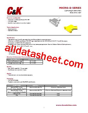 Micro D Datasheet Pdf C K Components