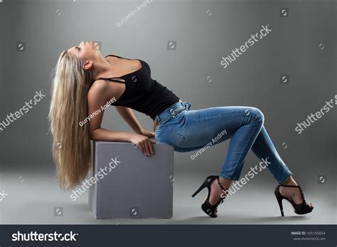 Sexy Blonde Woman Jeans Stock Photo 105155054 Shutterstock