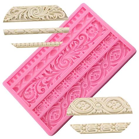 Neepanda Diy Baroque Scroll Relief Cake Border Silicone Molds Baroque