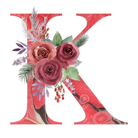 Premium Photo Floral Letter K With Christmas Flowers