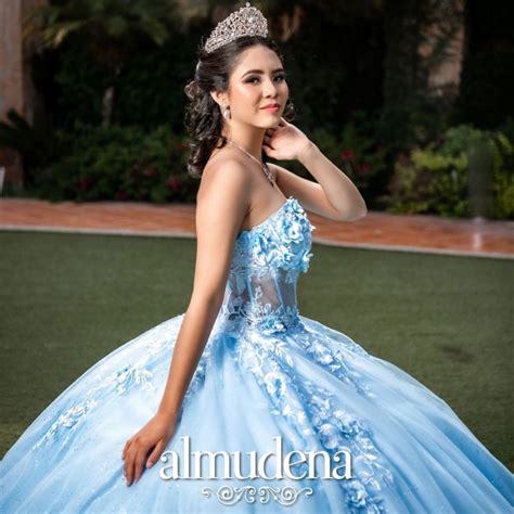 Vestido para Quinceañera Azul Cielo Corset Strapless Almudena