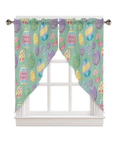 Easter Swag Valance Curtains Spring Rabbit Eggs Butterflies Stripes Rod