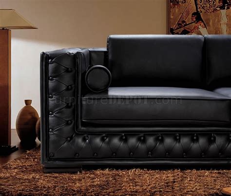 Dublin BT0697 VIG Top Grain Italian Leather Living Room Set Black