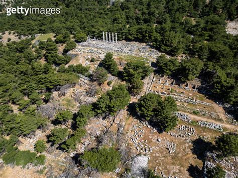 Ruins Of Athena Temple In Destroyed Ancient City Of Priene In Spring