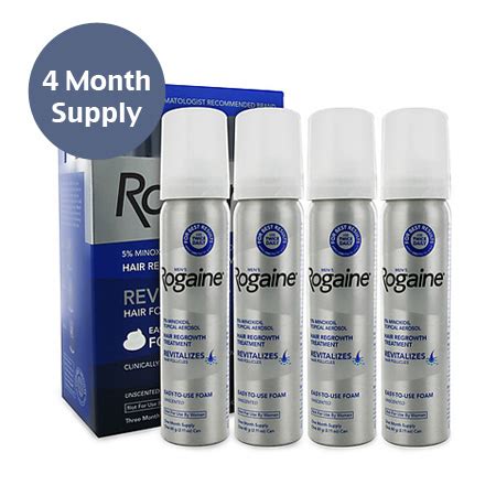 Rogaine 5% Foam for Men - 4 Month Supply (4 60g Cans, Name Brand by Pfizer) - Minoxidil Direct ...