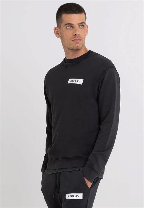 Organic Cotton Crewneck Sweatshirt Black Replay Hoodies And Sweats